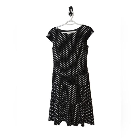 Joseph Ribkoff Polka Dot Fit & Flare Dress Size 6 Made in Canada Retro Classic - Picture 1 of 6